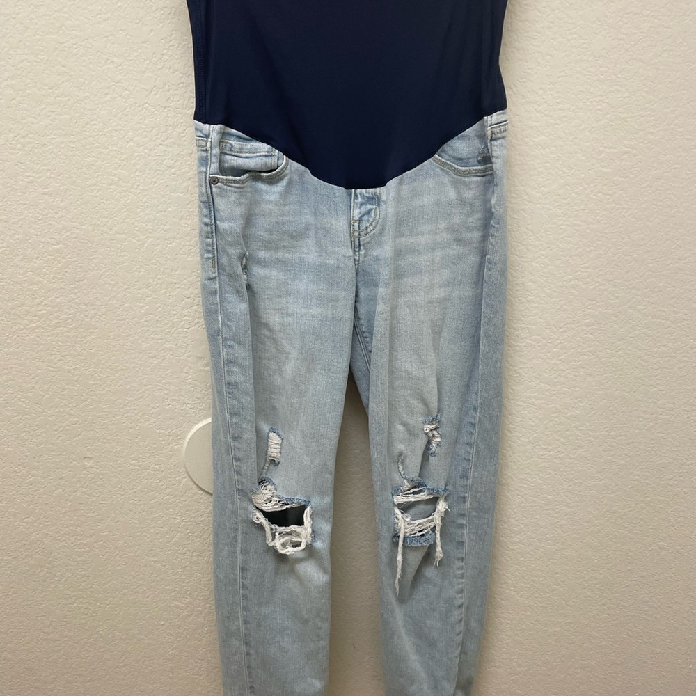 Pinkblush Maternity Light Blue Ripped Straight Jeans